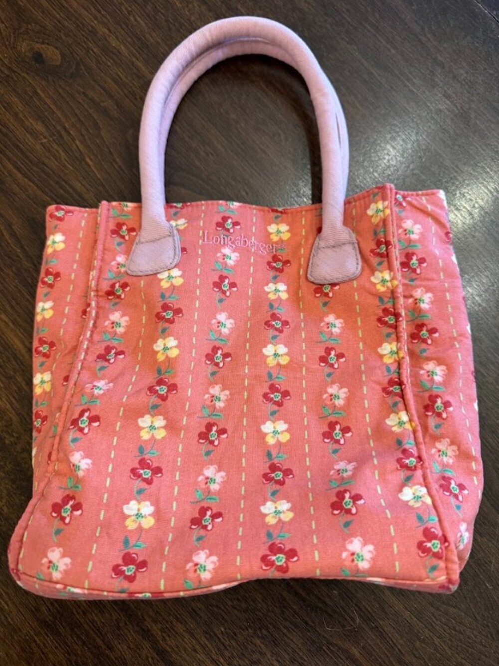 Longaberger Dogwood Homestead Floral Carry-N-Caddy Bag Small Fabric Tote Bag